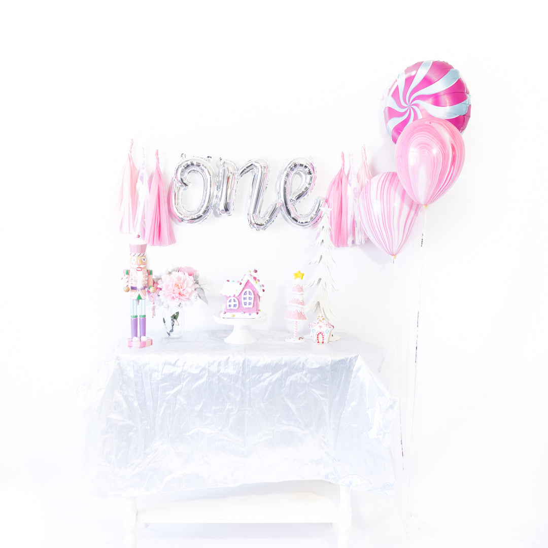 Script One Balloon Banner w/ Paper Tassels