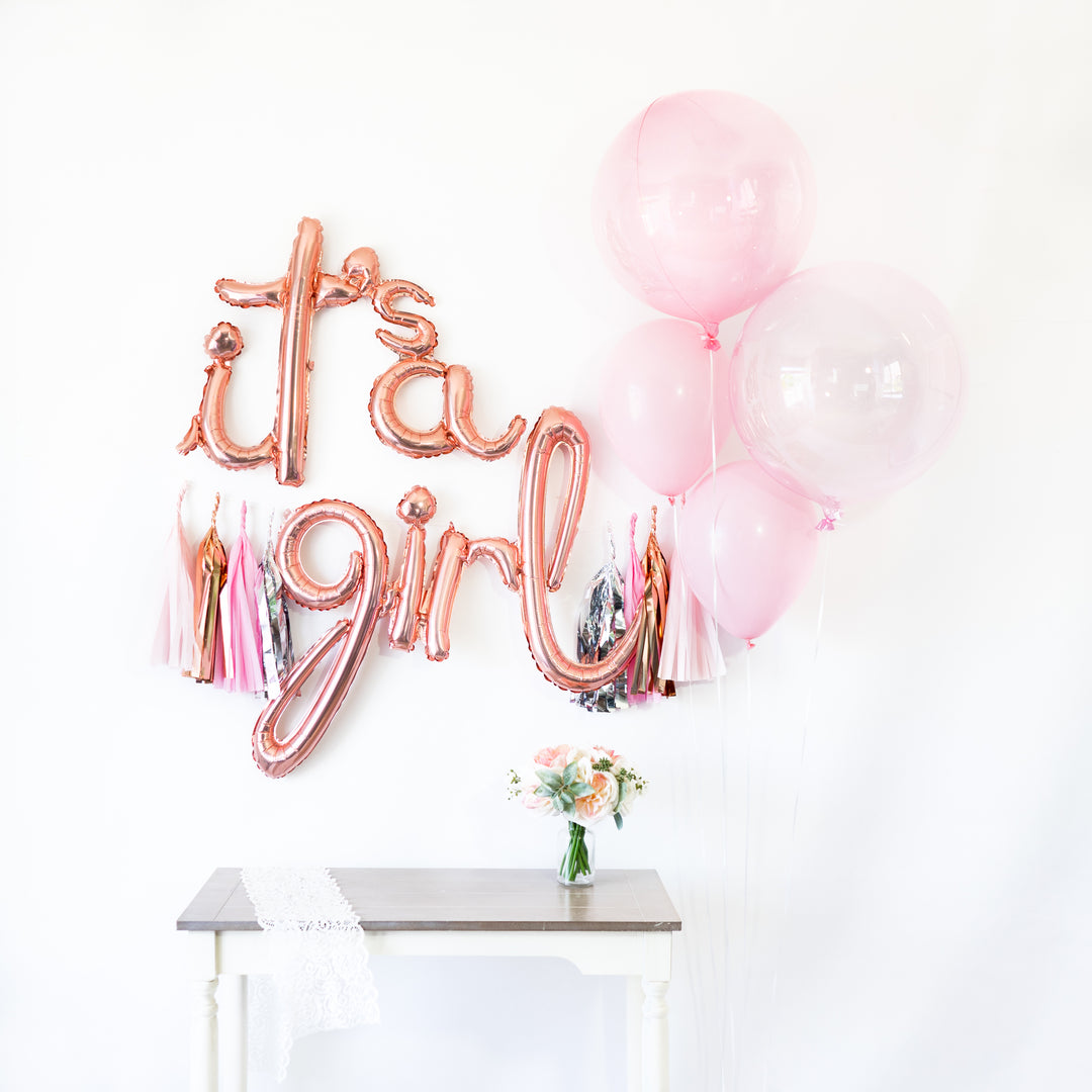 It's a Girl Script Balloon Banner