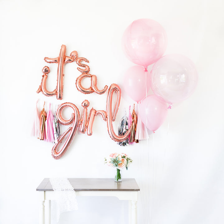 It's a Girl Script Balloon Banner