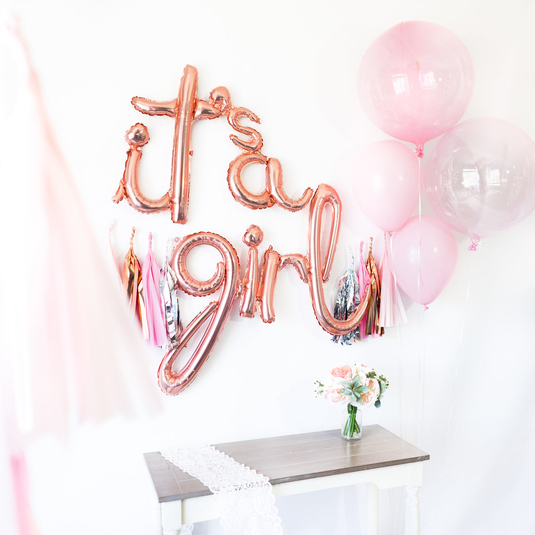 It's a Girl Script Balloon Banner