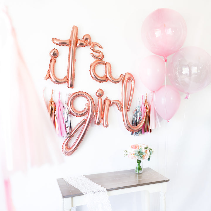 It's a Girl Script Balloon Banner