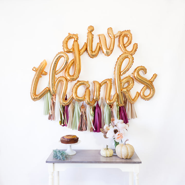 Script Give Thanks Balloon Tassel Party Box