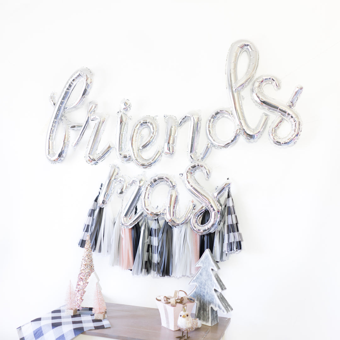 Friendsmas Buffalo Plaid Christmas Balloon Tassel Party Box