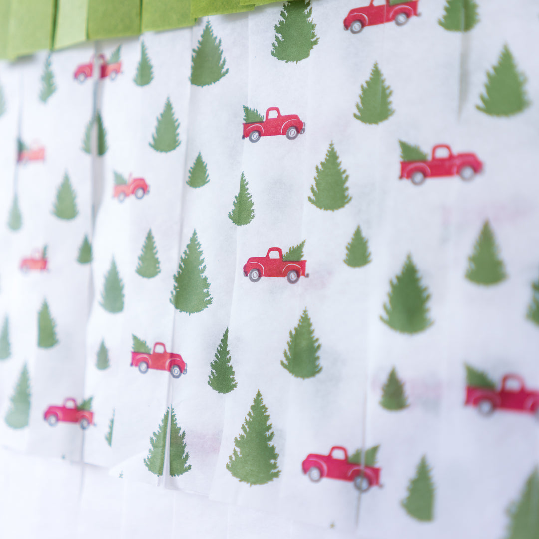 Red Truck Christmas Tree DIY Fringe Backdrop