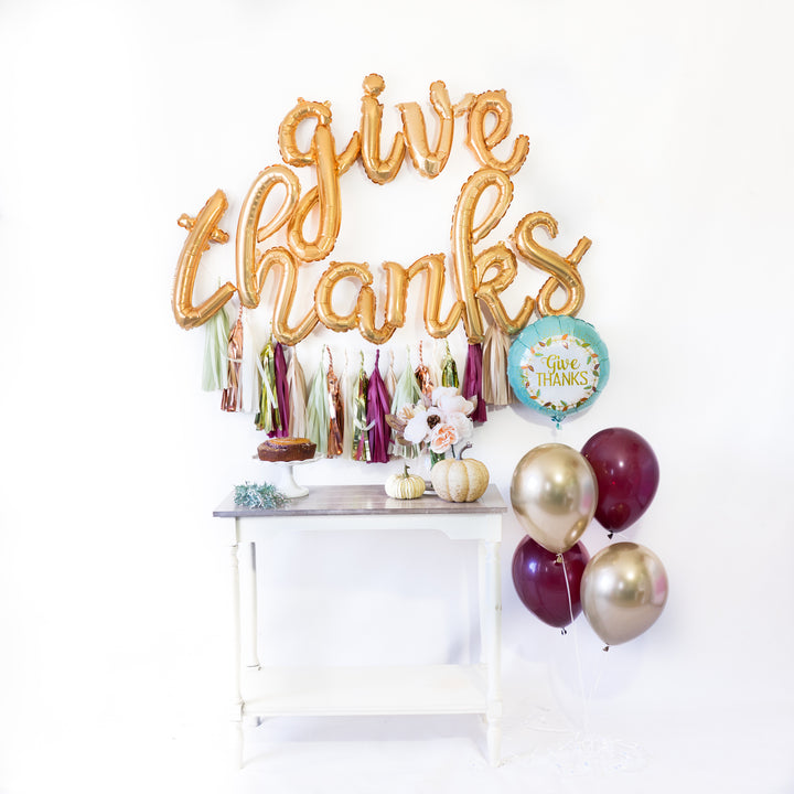 Script Give Thanks Balloon Tassel Party Box
