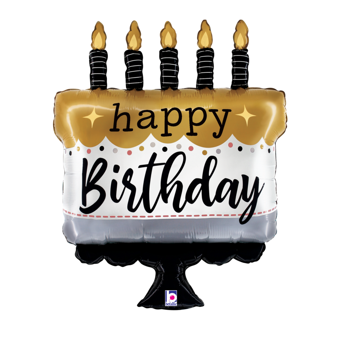 Happy Birthday Metallic Birthday Cake Balloon