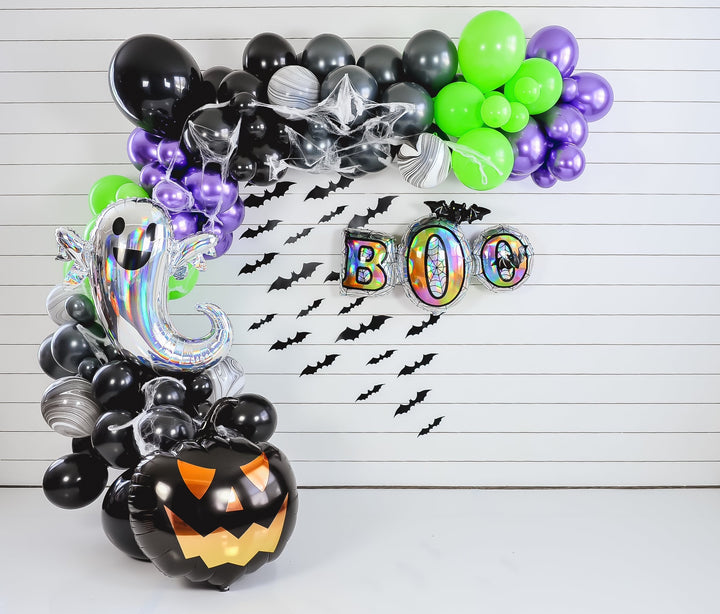 Iridescent BOO Bat Halloween Balloon
