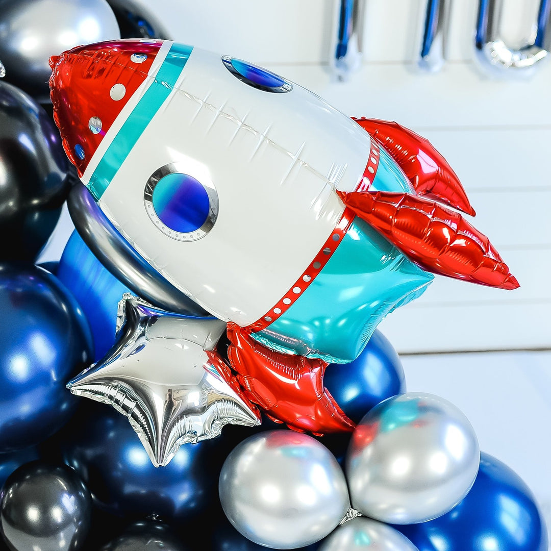 Space Rocketship Balloon | Galaxy Blast Off Space Birthday Party Decor ...