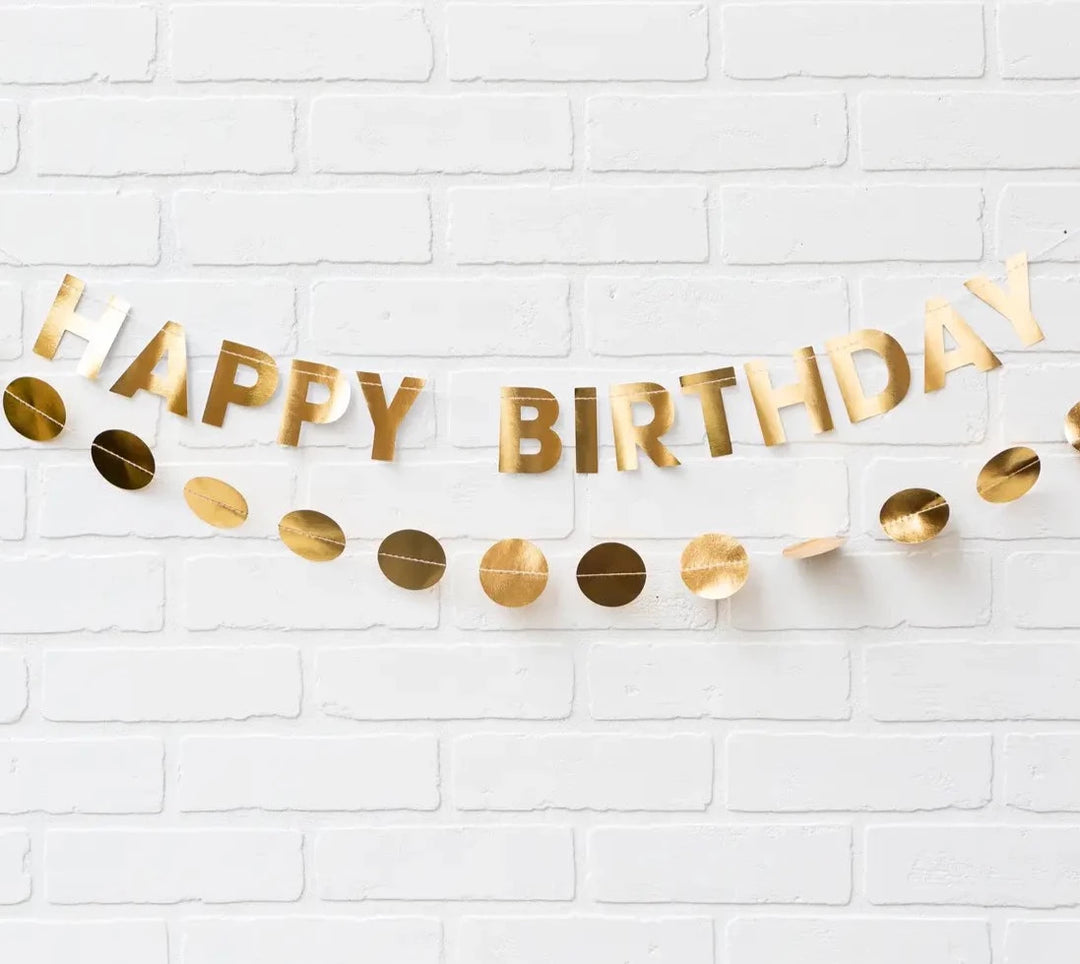 Gold Happy Birthday Banner