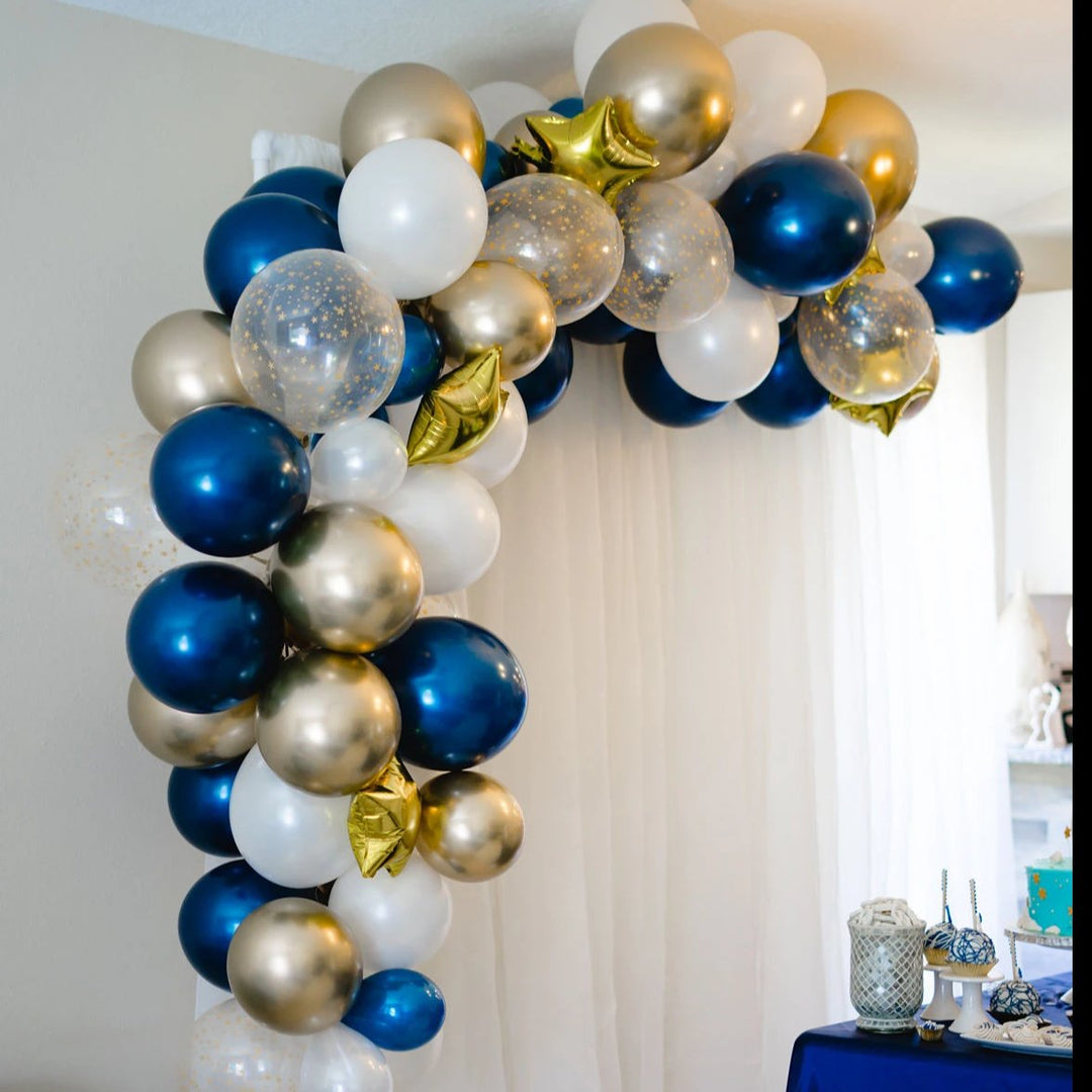 White and Gold Balloon Garland Kit White Balloon Garland With Chrome Gold  and Confetti Hand Made With Qualatex Balloons, Balloon Arch 