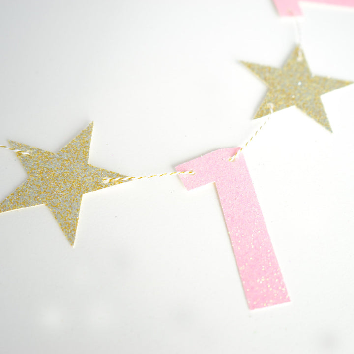 Light Pink 1s & Light Gold Star Glitter