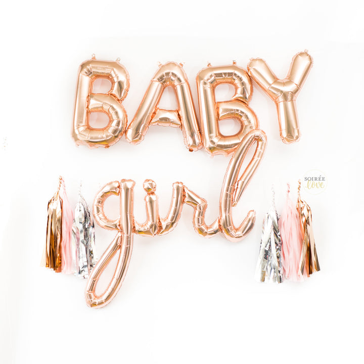 Baby Girl Balloon Banner | Rose Gold