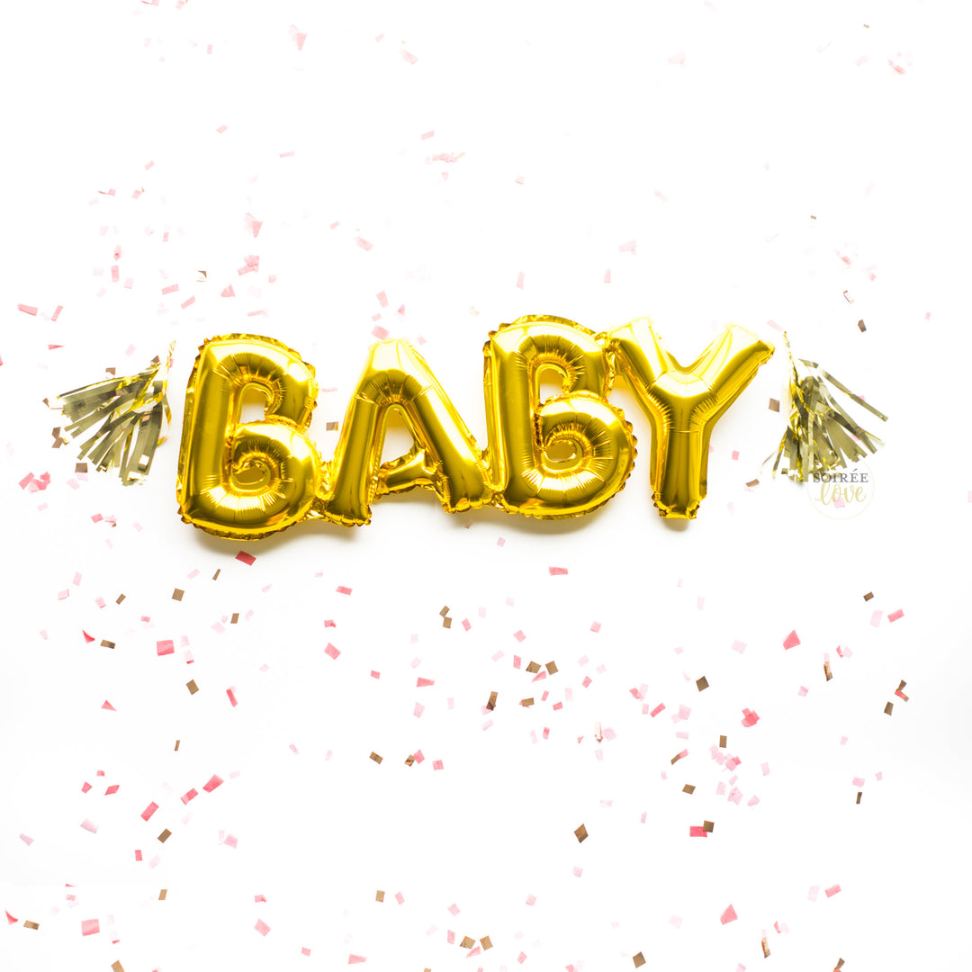 Baby Ballon Banner w/ Mini Paper Tassels Garland