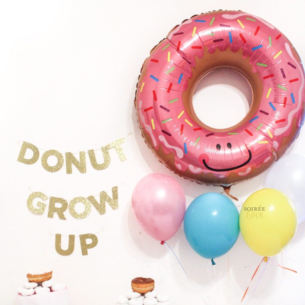 Donut Grow Up Balloon & Garland Birthday Party Box