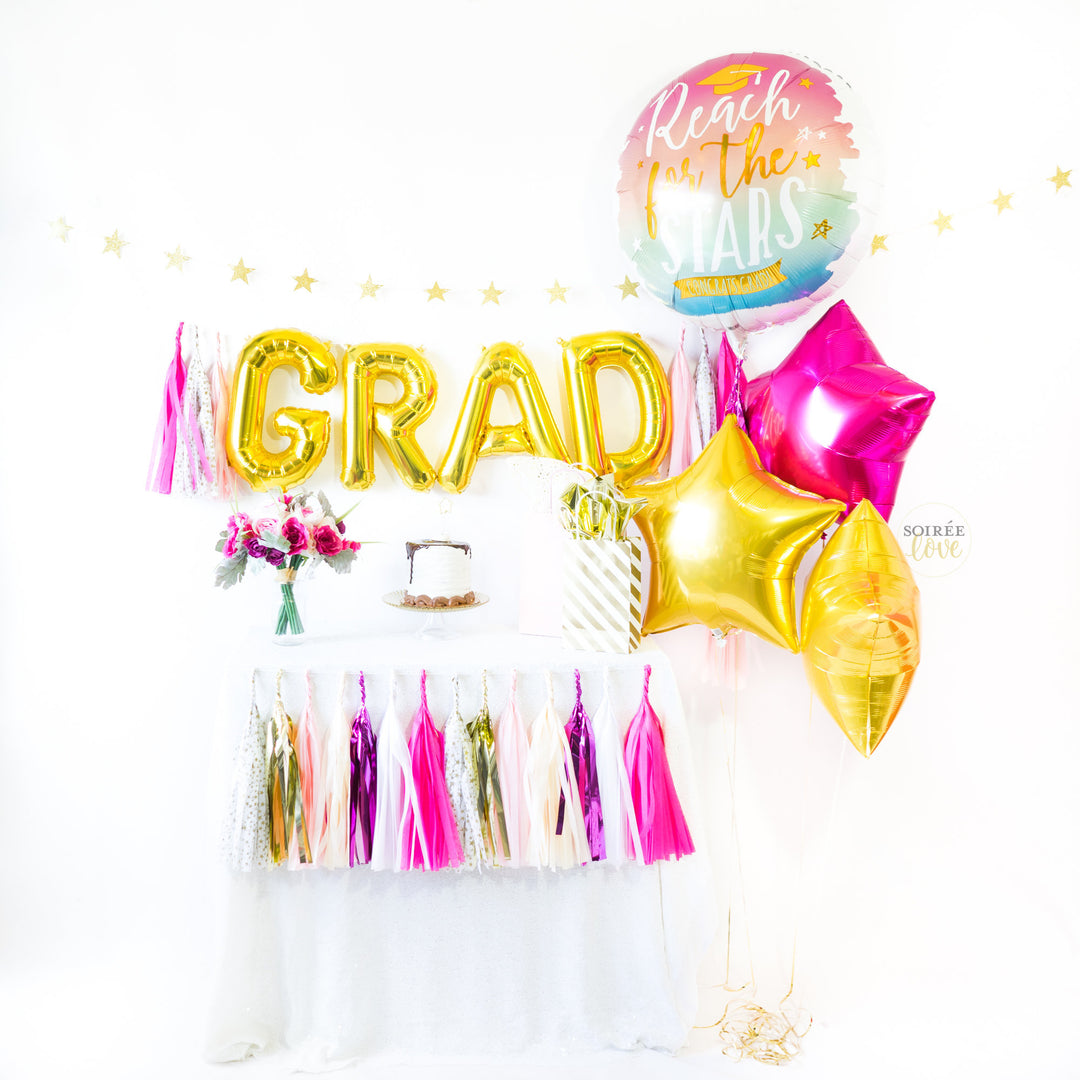 Pink & Gold Grad Balloon Tassel Party Box