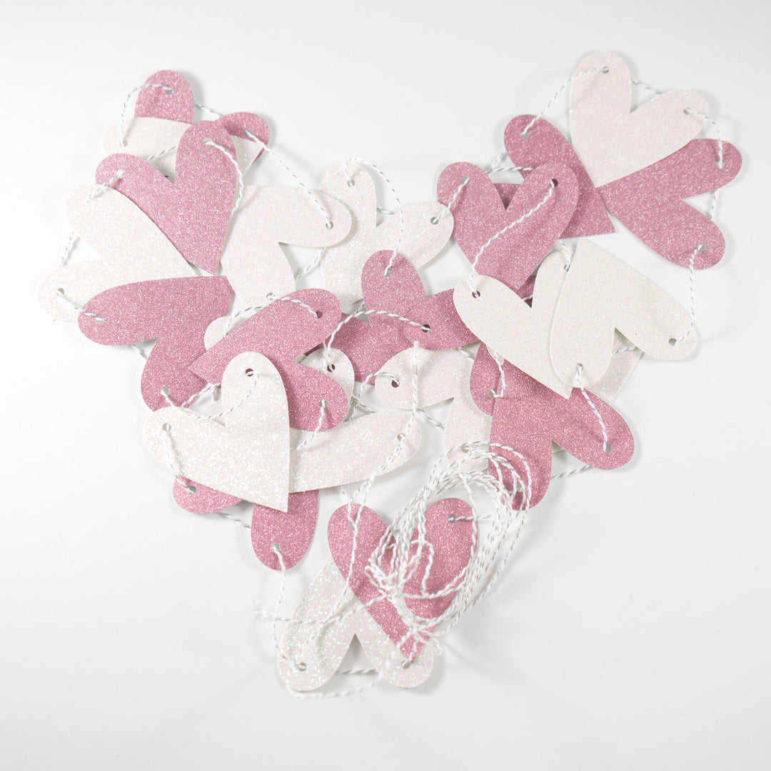Heart Garland | Light Pink & White Glitter