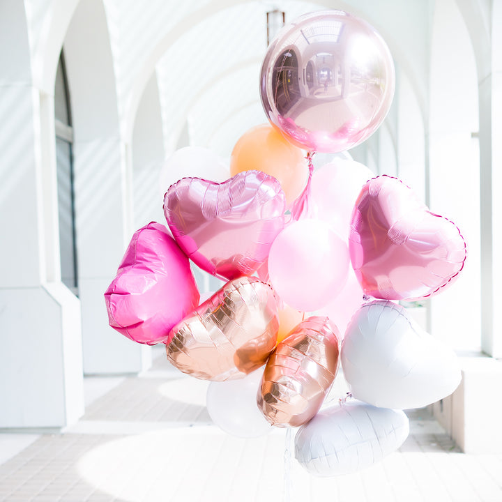Design Your Own Metallic Heart Balloon Bouquet | 18"