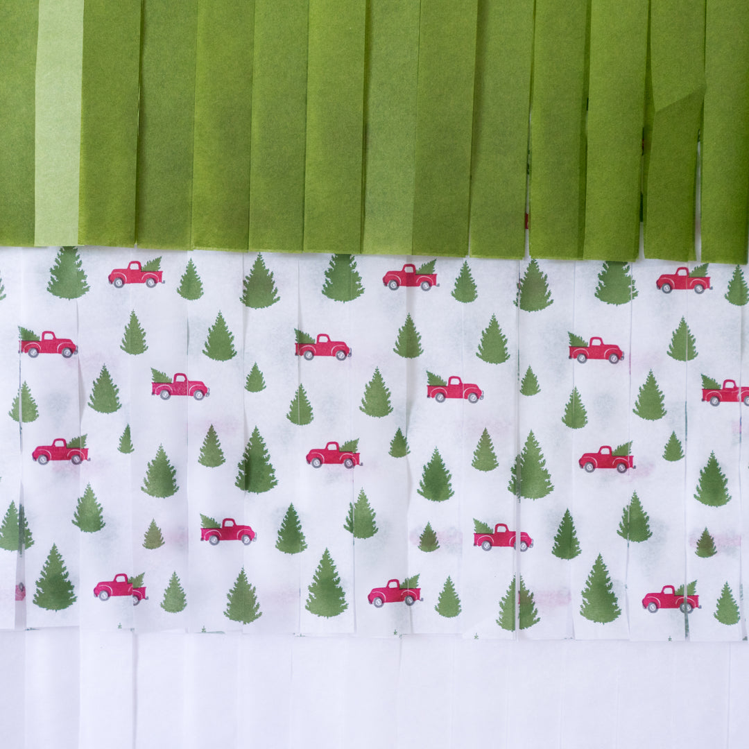 Red Truck Christmas Tree DIY Fringe Backdrop