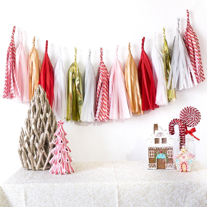 Gold Candy Cane Paper Tassels