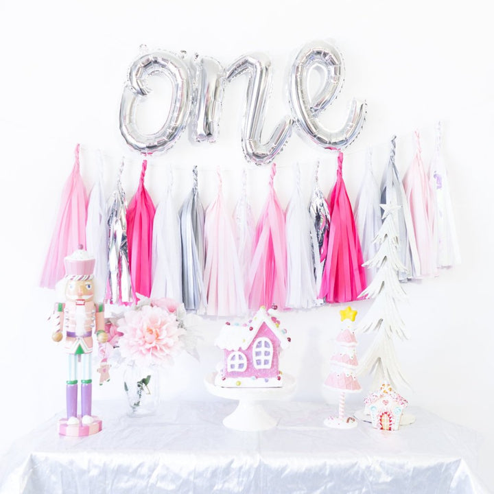 Script One Balloon Banner | Pink
