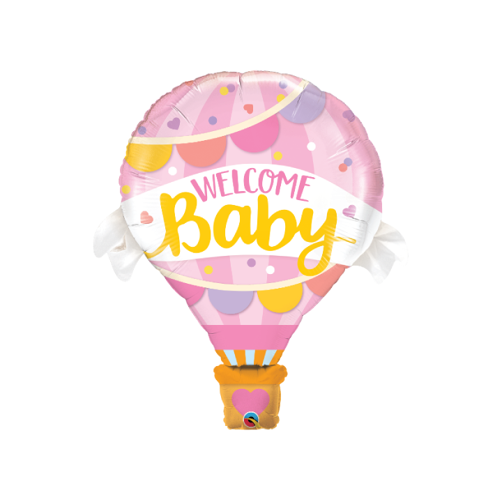 Hot Air Welcome Baby Balloon | Pink